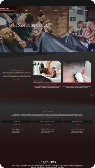 TecNut company website example — SharpCutz barber — great websites for small business