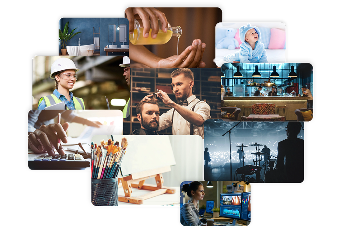 Collage of 250+ industry bootstrap templates — web builder sites for every small business website designs