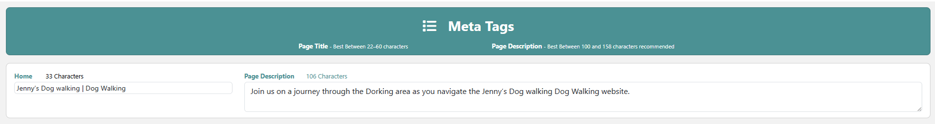 website builder with Tec Nut websites. Image or the user  title and meta tags for seo